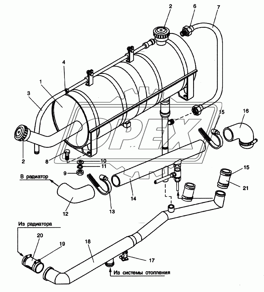 Система охлаждения двигателя Cat 3116 с механической КПП